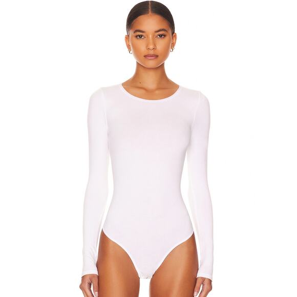 Yummie Longsleeve Thong Bodysuit in White Size Medium/ Large - Picture 2 of 5